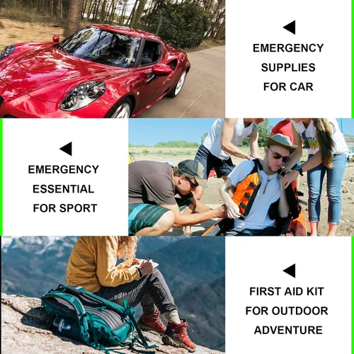Vista 6 de Kit de primeros auxilios para casa y negocios - Kit de emergencia para camping y automóvil - 300 piezas de suministros de repuesto esenciales