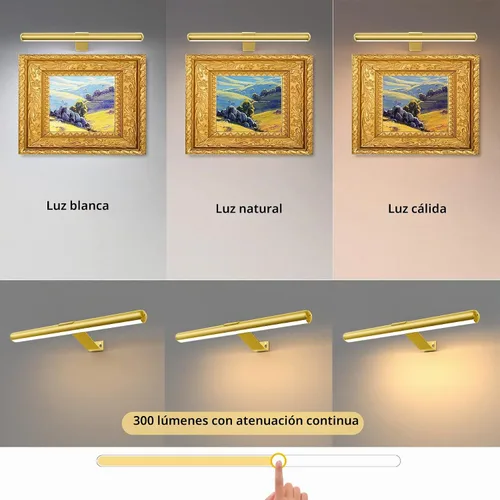 Vista 5 de Battery Picture Lights 16 inch-2PACK , Wireless Rechargeable Painting Light for Art with Remote, Full Metal Led Picture Lights Dimmable Wall Light