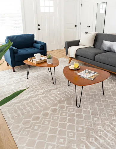 Vista 4 de Unique Loom Enrejado Marroquí Colección Trellis Geométrica Transicional Beige/Marfil Alfombra Área (10 pies 8 pulgadas x 16 pies 5 pulgadas)