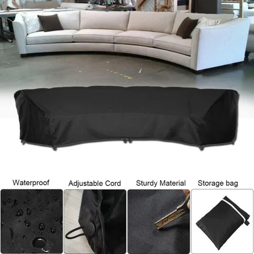 Vista 5 de SUNSURE Funda de sofá curvada para exteriores de 89 x 45 x 33 pulgadas, funda impermeable para muebles de patio, protector de sofá curvo seccional