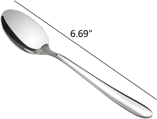 Vista 3 de Kekow Cucharas de postre de acero inoxidable de 12 piezas Mango ergonómico suave, acero inoxidable de grado alimenticio, uso para té, café