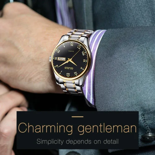 Vista 2 de OLEVS Reloj de pulsera analógico impermeable y económico de cuarzo para hombre reloj de calendario clásico