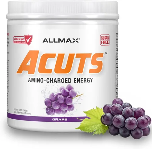 Vista 11 de ALLMAX A:CUTS Bebida energética cargada de aminoácidos, sabor frambuesa azul - 210 g - con cafeína, extracto de café verde, L-carnitina y 2000 mg