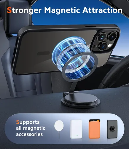 Vista 4 de FNTCASE - Funda magnética para iPhone 13 Pro-Max, color negro