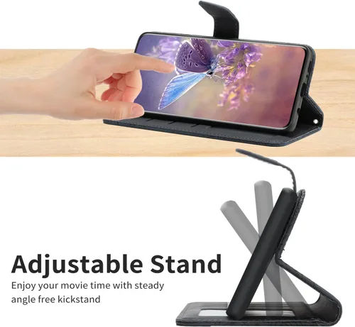 Vista 5 de Funda compatible con Realme P1 Pro, compatible con Realme 12 Pro / 12 Pro Plus con cierre magnético, soporte para tarjetas, color negro