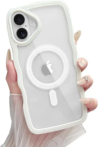 Vista 37 de Yeddabox Magsafe - Funda compatible con iPhone 13, diseño de ondas, lindo marco de colores de caramelo con ondas de agua, a prueba de golpes
