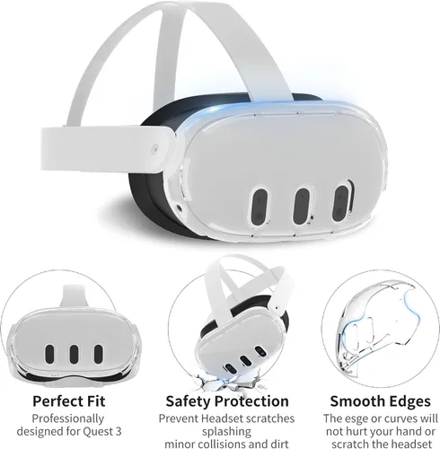 Vista 2 de HiBloks VR Shell Protective Cover for Meta Quest 3 Accessories, Transparent VR Headset Protective Cover with Precise Hole for Oculus Quest 3