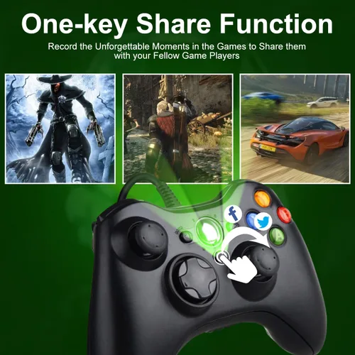 Vista 3 de Wired Xbox One Controller, Compatible with Xbox One Controller, Xbox One Wired Controller with 3.5mm Audio Headphone Jack Double Shock Wired Xbox