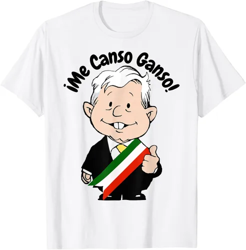 Vista 60 de AMLO Amlito Me Canso Ganso - Camiseta con diseño de dibujos animados mexicanos Gris Oscuro