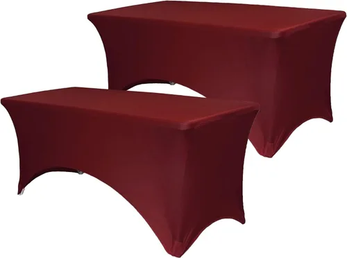 Vista 12 de Paquete de 2 manteles de mesa elásticos de elastano para mesas rectangulares de 4 pies, mantel ajustable de 48 pulgadas de largo x 30 pulgadas