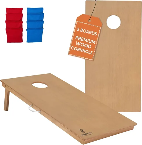Vista 15 de Juego de tablas de cornhole de madera maciza, natural, 8 bolsas de frijoles Bald Eagle
