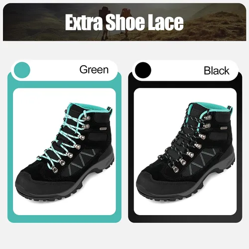 Vista 8 de R CORD Botas de senderismo para mujer, botas de senderismo impermeables, ligeras, transpirables, antideslizantes, duraderas, botas de senderismo