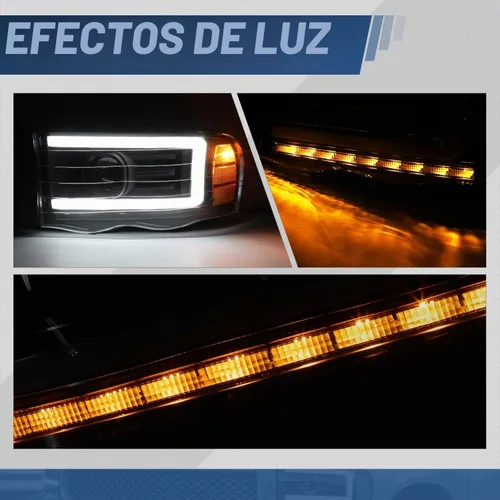 Vista 8 de Auto Dynasty Faros LED DRL Compatible con 2002 2003 2004 2005 Dodge Ram 1500 2500 3500, Señal de Giro Secuencial, Faros Proyectores Negros