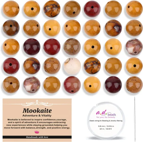 Vista 38 de AD Beads 200 cuentas redondas naturales de 7 chakras de 0.157 pulgadas (0.157 in), piedras preciosas de energía curativa, kit de joyería