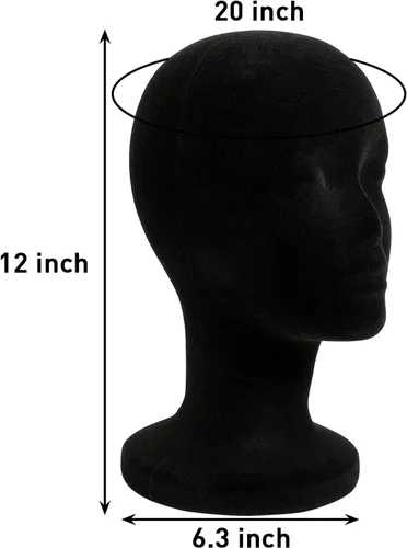 Vista 2 de Foraineam Paquete de 2 cabezas de maniquí de espuma negra, cabezas de espuma de maniquí femenino de 12 pulgadas, soporte para peluca, sombreros