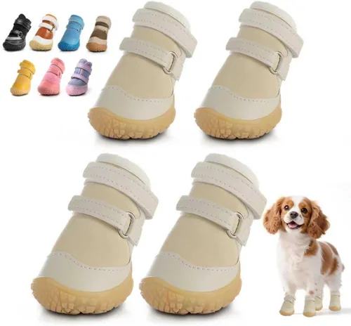 Vista 10 de Zapatos para perros pequeños, botas transpirables para perros, protectores de patas para pavimento caliente, nieve de invierno, botines para perros
