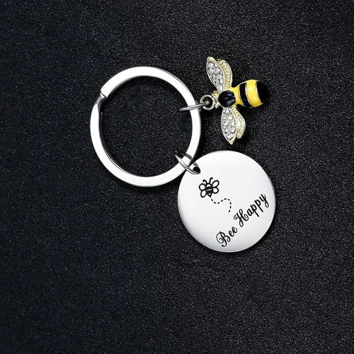 Vista 3 de Llavero para mujer, diseño de abeja, feliz, regalo para mamá, tía, hija, sobrina, amigas, regalo inspirador, regalo para amigas, M