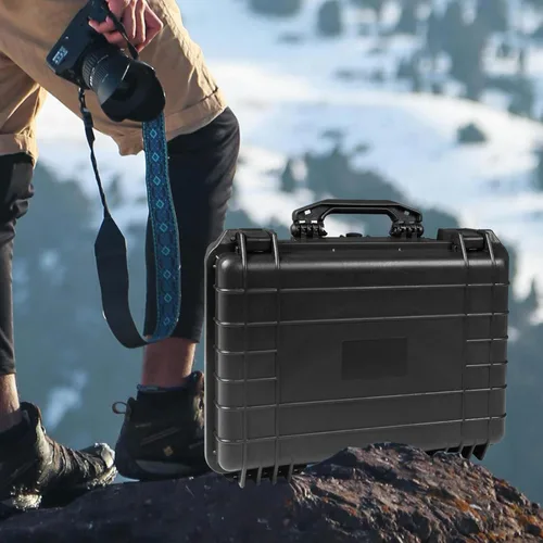 Vista 7 de Jack Boss Funda rígida de 18 x 13.8 x 8 pulgadas, funda protectora portátil impermeable para cámara con espuma personalizable, compatible con Negro