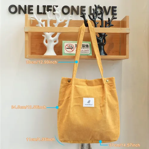 Vista 3 de WantGor Bolso de mano o de hombro de pana y de gran capacidad para mujer