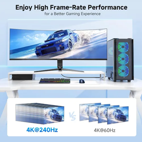 Vista 4 de Cable Matters [Certificado VESA] Cable trenzado DP 1.4 de 32.4 Gbps, 9.8 pies 8K @60Hz / 4K @240Hz, cable DisplayPort 1.4, FreeSync, G-SYNC, HDR