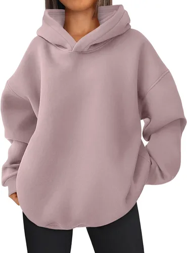 Vista 16 de EFAN Sudadera cómoda con capucha de gran tamaño para mujer Verde Armada (ArmyGreen)