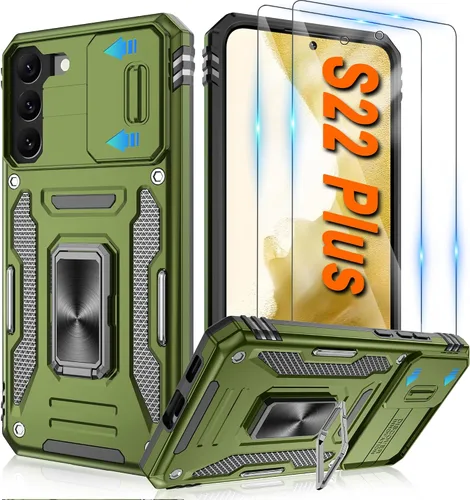 Vista 112 de Atump Funda para Motorola Moto G Play 2024 (4G) con [paquete de 2] protector de pantalla HD y cubierta para cámara deslizante, soporte de anillo