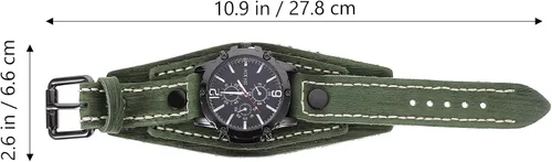 Vista 3 de UKCOCO Reloj de pulsera con correa de cuero ancha, pulsera punk para el día del padre