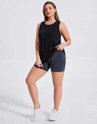 Vista 3 de sissycos Camisetas deportivas sin mangas con espalda cruzada para mujer, ajuste holgado