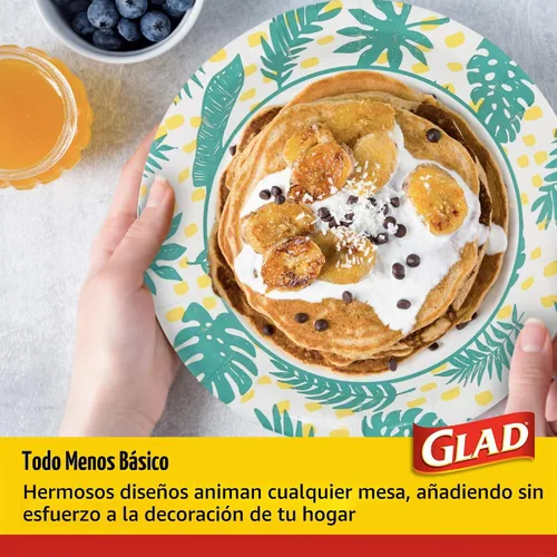 Vista 4 de Glad - Platos de papel desechables cuadrados para todas las ocasiones