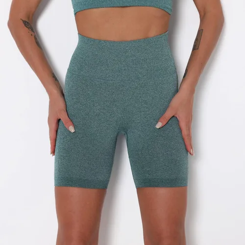 Vista 6 de Pantalones cortos de yoga para mujer, pantalones cortos de cintura alta, pantalones cortos de yoga para ciclismo, pantalones cortos de entrenamiento