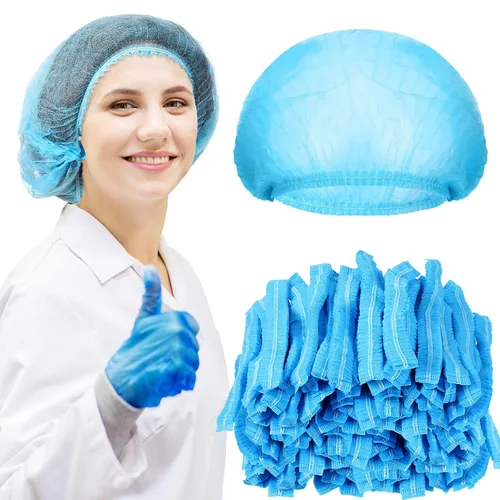 Vista 8 de Yahenda 500 gorras desechables Bouffant a granel para el cabello, redecillas elásticas para el polvo, para servicio de alimentos, enfermeras Negro
