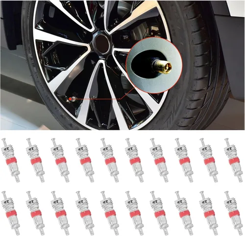 Vista 7 de Ziciner 10 PIEZAS núcleos de válvula de neumático de automóvil, núcleos de válvula de auto niquelados premium seguros para TPMS, válvulas