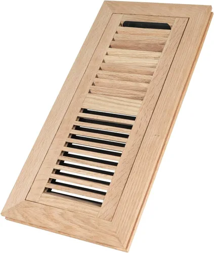 Vista 7 de Paquete de 2 registros de piso de madera dura de roble rojo, ventilación de montaje empotrado, 4 x 10 pulgadas, con amortiguador, sin terminar