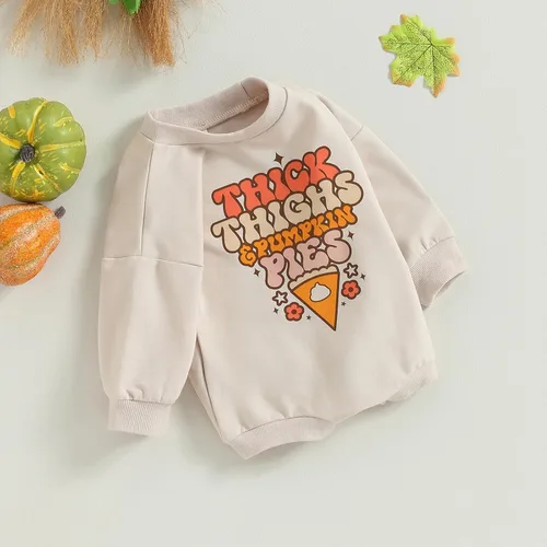 Vista 2 de BULINGNA Traje de Acción de Gracias, muslos gruesos y tartas de calabaza, sudadera con burbujas para otoño, ropa de una pieza