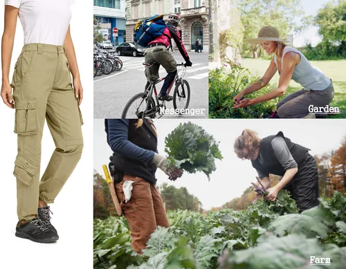 Vista 8 de Raroauf Pantalones cargo de algodón para mujer, estilo militar, combate, pantalones capri con 8 bolsillos