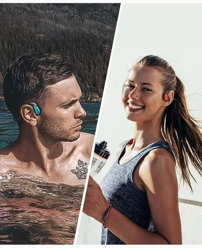 Vista 5 de IKXO Auriculares impermeables de conducción ósea Bluetooth 5.0 Auriculares inalámbricos IPX8 Oreja abierta Bluetooth Auriculares de gimnasio