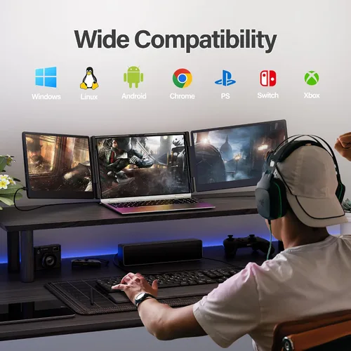 Vista 7 de Nuevo monitor portátil extensor de pantalla para laptop mejorado, pantalla IPS FHD de 1080P, extensor de monitor para laptop, compatible con plug &
