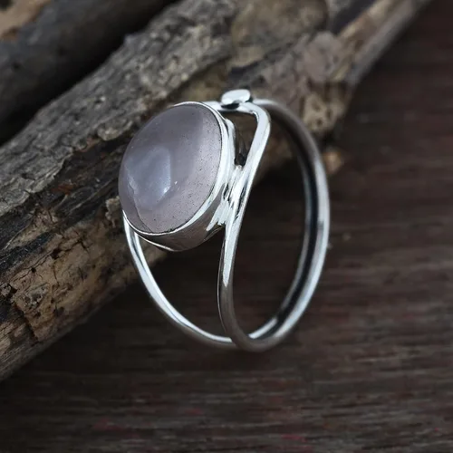 Vista 2 de Anillo de plata de ley 925 para mujer, anillo de piedras preciosas naturales, anillo de aniversario de plata de ley, juego de bisel