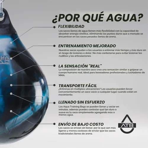 Vista 4 de Bolsa de entrenamiento Aqua Training Bag, saco de boxeo pesado de 18" y 120 libras