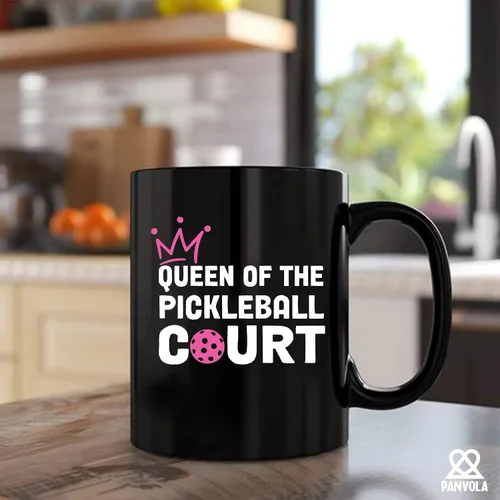 Vista 5 de Panvola Queen of the Pickleball Court Pickleball Regalos para mujeres, esposa, mamá, abuela, tía, novia, taza de cerámica regalos para amantes