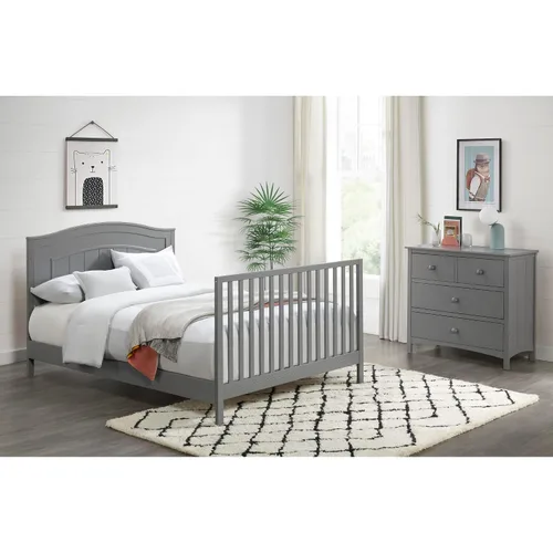 Vista 2 de Oxford Baby North Bay - Kit de conversión de cama de tamaño completo, gris paloma, certificado GreenGuard Gold Gris (Dove Gray)