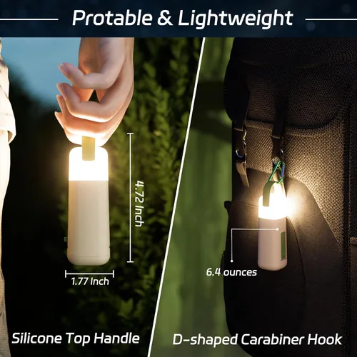 Vista 7 de Linterna de campamento, linterna recargable de 350 horas de tiempo de funcionamiento, linterna de 3200 mAh con 4 modos, luz impermeable para tienda