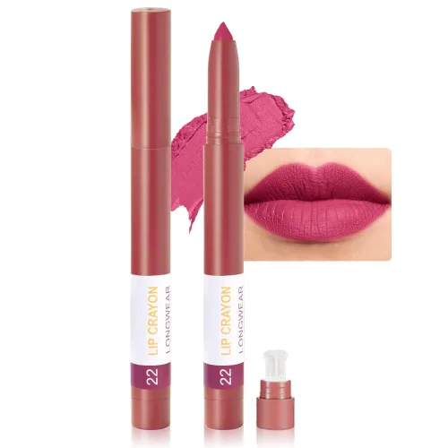 Vista 14 de BINGBRUSH Combo de delineador de labios y lápiz labial 2 en 1, lápiz labial mate, de larga duración, impermeable, lápiz labial, a prueba de manchas