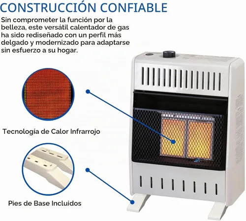 Vista 2 de ProCom - Calentador de placa infrarroja de gas natural sin ventilación con pies de base - 10,000 BTU, control con termostato - Modelo # MN100TPA-B