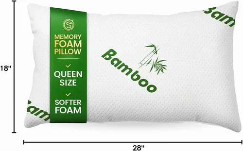 Vista 10 de Almohada de espuma viscoelástica triturada tamaño Queen – Almohada de cama refrescante para dormir para el estómago, la espalda y el cuerpo – 1
