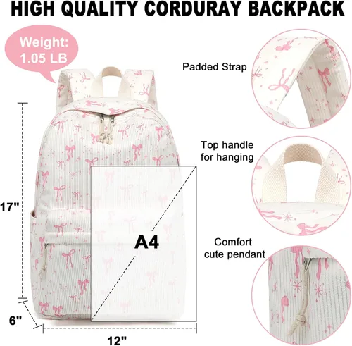 Vista 2 de BTOOP Mochila escolar para adolescentes, mochila grande de pana ligera, para niñas, niños, casual, escuela secundaria, universidad, Mochilas Daypack
