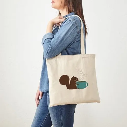 Vista 4 de CafePress Bolsa de lona natural para ardillas de café