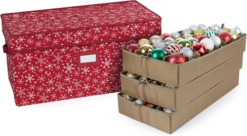Vista 10 de Covermates Keepsakes – Caja de almacenamiento ajustable de 72 piezas – Capacidad para adornos de 4 pulgadas – Resistente – Asas – apilables
