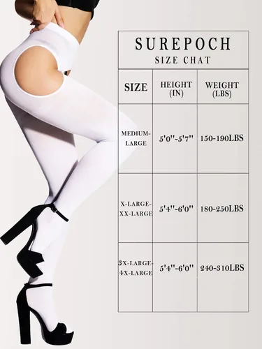 Vista 6 de SUREPOCH Medias con tirantes para mujer, talla grande, liguero, color blanco, control superior