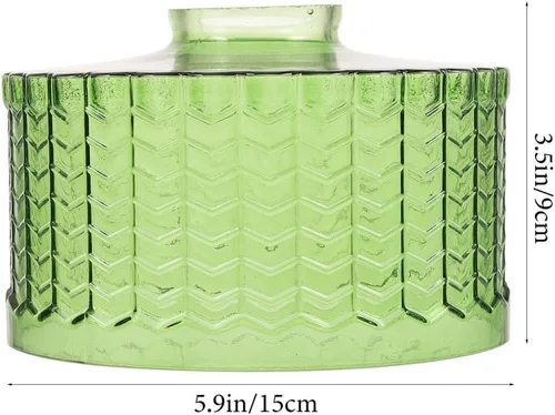 Vista 2 de Beaupretty Pantalla de luz colgante de vidrio de 5.90 x 5.90 x 3.54 pulgadas, reemplazo de pantalla de lámpara colgante con patrón de rayas